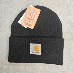 Carhartt Black Watch Hat Beanie Black Men's OSFA Classic Logo NWT Made in USA